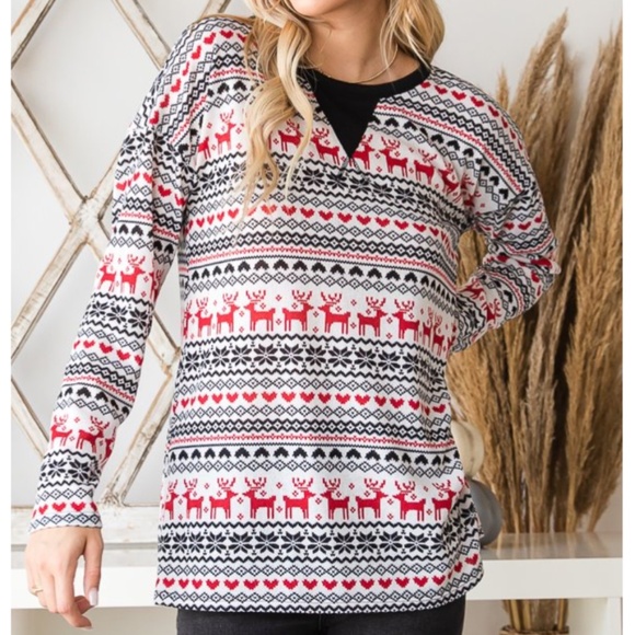 HEIMISH USA Red and Black Patterned Long Sleeve Top - Picture 2 of 9